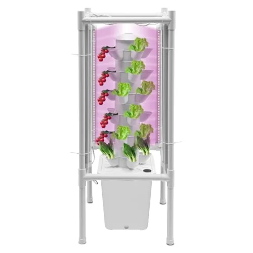Dlinanta 30-Hole Vertical Hydroponic Tower with LED Lights