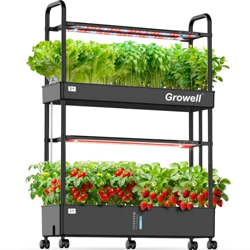 Growell 60-Pod Vertical Hydroponic Garden with LED Lights