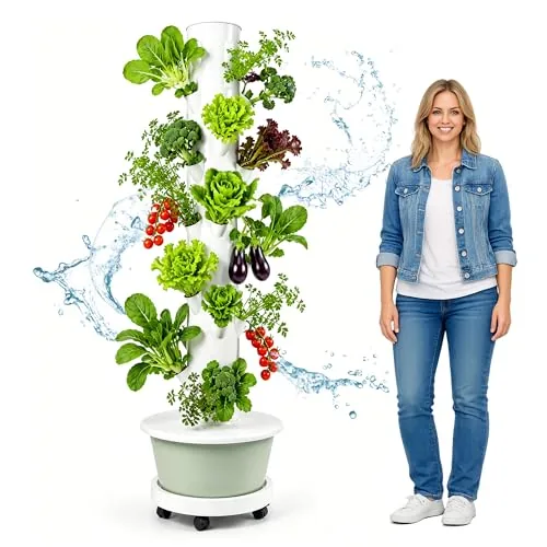 Indusker 9-Tier Hydroponic Tower 67in Vertical Garden