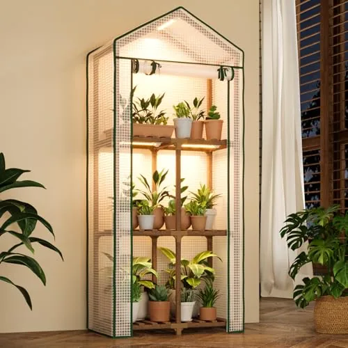 Bamworld 3-Tier Mini Greenhouse with Built-In Grow Light