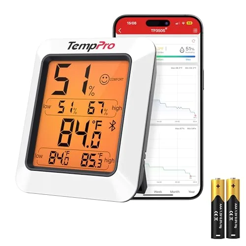 TempPro Bluetooth Hygrometer with 260FT Range and 2-Year Data