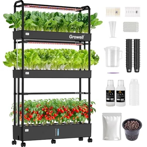 Growell 48-Pod Vertical Hydroponic Garden with Grow Lights