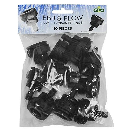 Grow1 1/2" Ebb and Flow Fill Drain Fittings 10 Pack