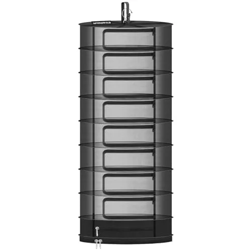 SPONDWILD 9-Layer Herb Drying Rack with Storage Compartment