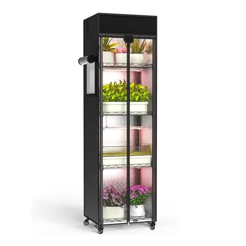 Aouipris 62" Indoor Grow Tent with 48W Full-Spectrum LEDs