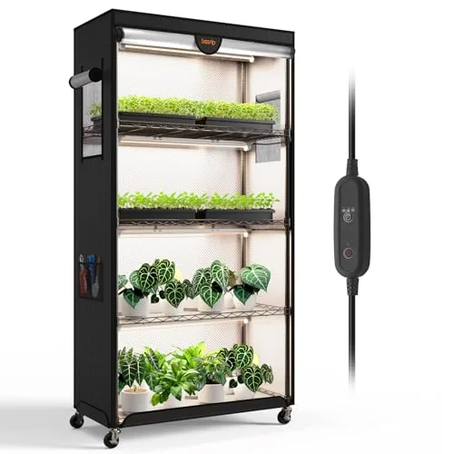 Bstrip 4-Tier Indoor Greenhouse with Full-Spectrum LED Lights
