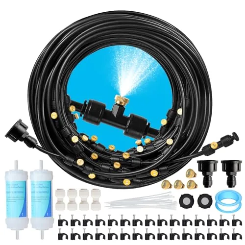 Maotong 100FT Patio Misting System 32 Brass Nozzles