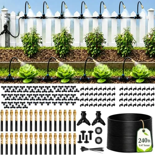 Bonviee 240Ft Drip Irrigation Kit with Copper Nozzles