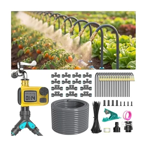 CyberOrd 98FT Drip Irrigation Kit with Programmable Timer