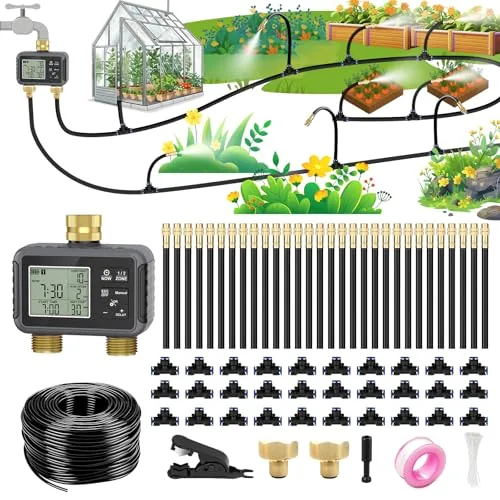 HEKIWAY 120FT Drip Kit with Smart Timer and Brass Fittings