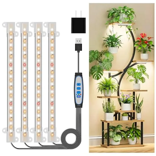 Kullsinss 8-inch LED Grow Light Strip 4-Pack Timer