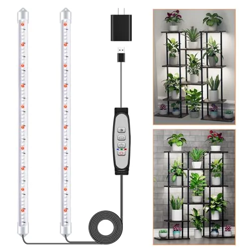 SDOVUERC 16-Inch Dual Bar Grow Light Strips with Timer