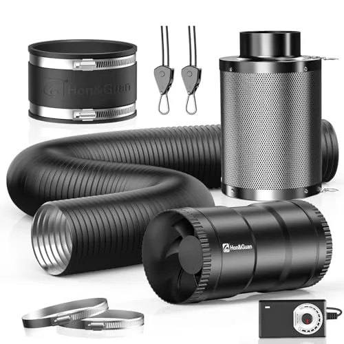 Hon&Guan 4-Inch Inline Fan Kit with Carbon Filter