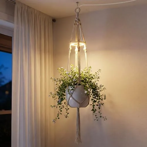 Lazukes Hanging Grow Light with Macrame Plant Hanger