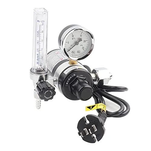 Walfront CO2 Regulator 0-25MPa Dual-Gauge 36V Flow Meter