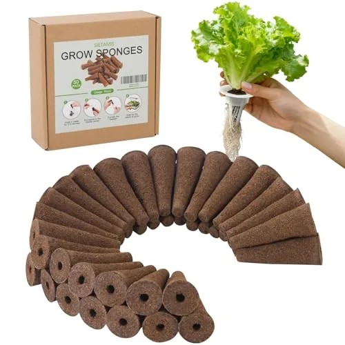 SIETAMIS 50-Pack Hydroponic Grow Sponges with Tweezer