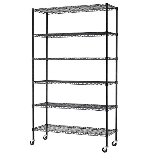 BestMassage 6-Tier Wire Shelving Unit 2100 LBS Black