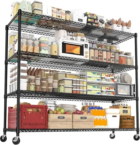REIBII 60-Inch Heavy Duty Wire Shelving with Wheels