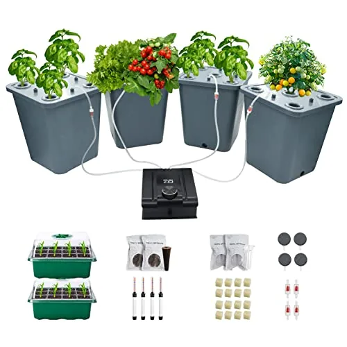 Lawnful 4-Bucket DWC Hydroponic Kit with Air Pump