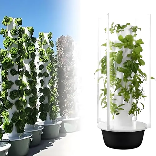 Generic Vertical Hydroponics Tower with LED Grow Lights