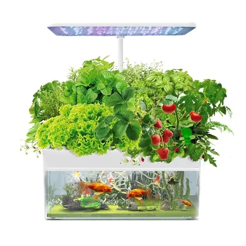 MFYDPP 12-Pod Hydroponic Garden with Aquaponic Fish Tank