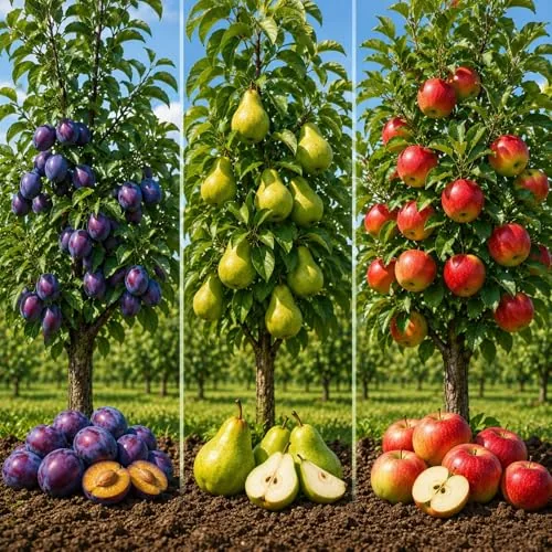 CZ Grain Dwarf Fruit Tree 3-Pack Apple Plum Pear