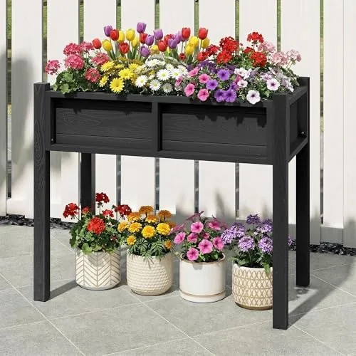 DWVO HDPE Raised Garden Bed with Legs 28.7in