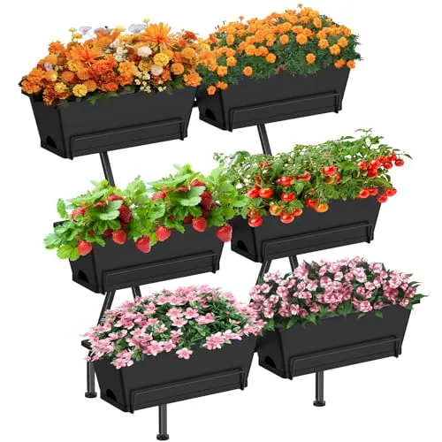 Sunexinlo 6-Box Vertical Garden Planter Triangular Freestanding