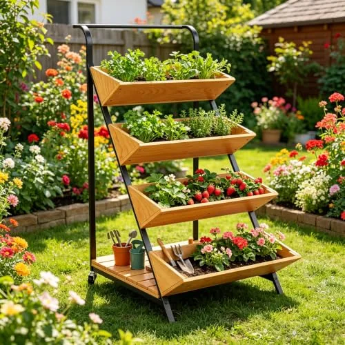 TenaoVilleux 4-Tier Raised Planter with Wheels