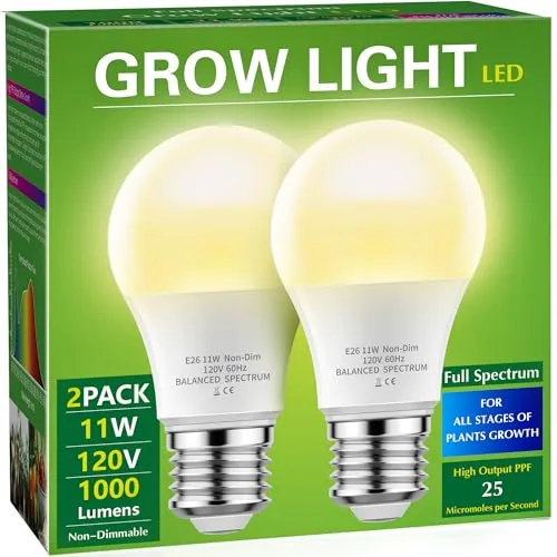 Briignite A19 LED Grow Bulb Full Spectrum 11W 2-Pack
