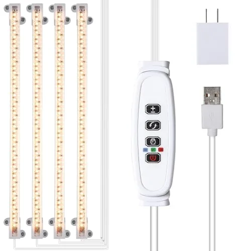RWNTAO 13in 4-Head LED Grow Light Strip Full Spectrum