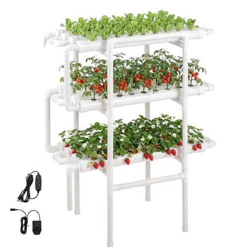 VEVOR 3-Tier 108-Site UPVC Hydroponic Grow Kit