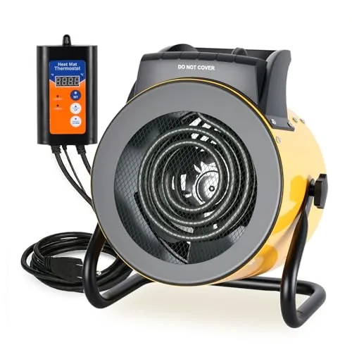 LHUKSGF Greenhouse Heater 1500W Digital Thermostat IPX4