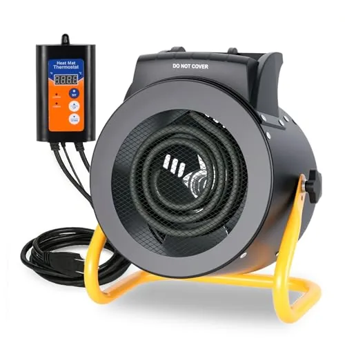 LHUKSGF Greenhouse Heater 1500W with Digital Thermostat