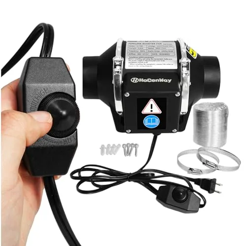 HOCENWAY 3-Inch Inline Duct Fan with Speed Control