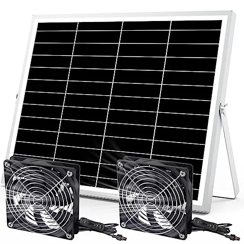 pqins 5-Inch Solar Dual Fan Kit Greenhouse Ventilation