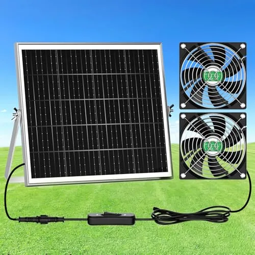 ZIZIWIN Solar Coop Fan 2-Kit 20W Dual Exhaust Setup