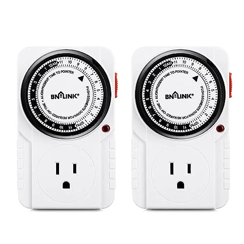 BN-LINK 24Hr Mechanical Outlet Timer Grounded 2-Pack