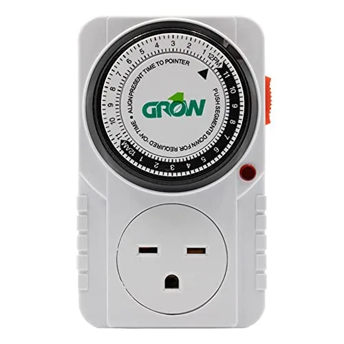 Grow1 Mechanical 24-Hour Single Outlet Timer 15A Grounded