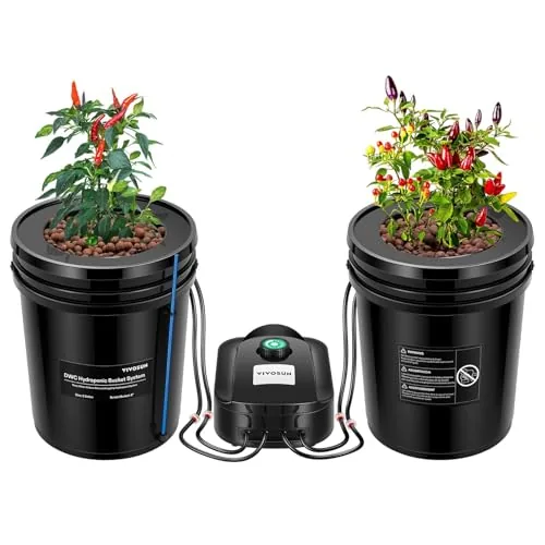 VIVOSUN DWC 2-Bucket Hydroponic System with Top Drip Kit