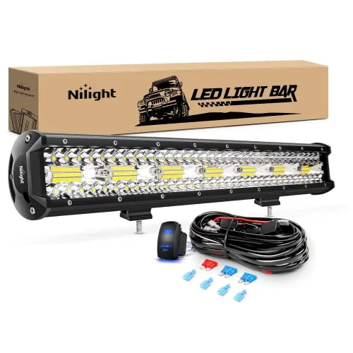 Nilight 20in 420W Triple-Row LED Light Bar Combo