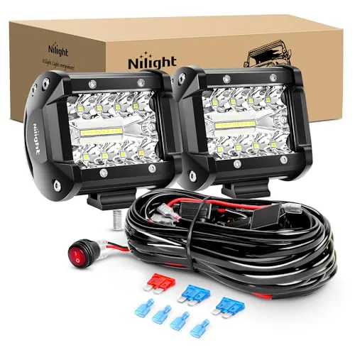Nilight 60W Triple-Row LED Light Bars with Wiring Harness