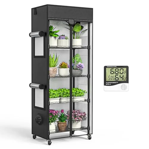 sagrynfp 5-Tier Indoor Greenhouse 23x13x61in Lockable Wheels