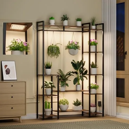 TQFLXUJO 11-Tier 62in Plant Stand with Grow Lights