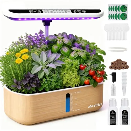 aGratHav 14-Pod Hydroponic Kit with LCD Display