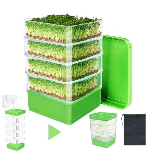PHAIN 4-Tier Stackable Microgreens Sprouting Tray Kit