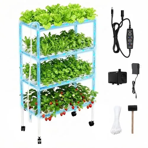MQHUAYU 108-Site 4-Tier Hydroponic Tower with Wheels