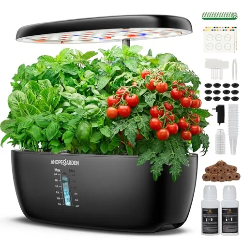 Ahopegarden 12-Pod Hydroponic Garden with LED Grow Light