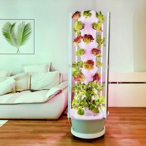 Netouit 8-Layer 32-Site Hydroponic Tower with LED Grow Lights