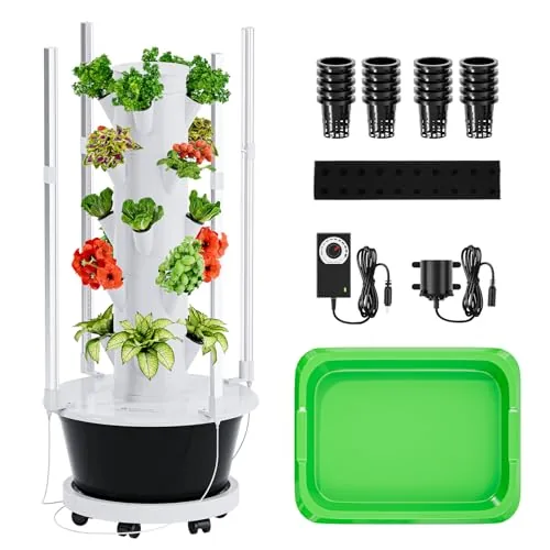 SPECILITE 5-Tier 20-Pod Vertical Hydroponic Tower with Grow Lights